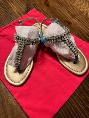 Lilly Pulitzer Leather Rhinestone sandals size 6.5